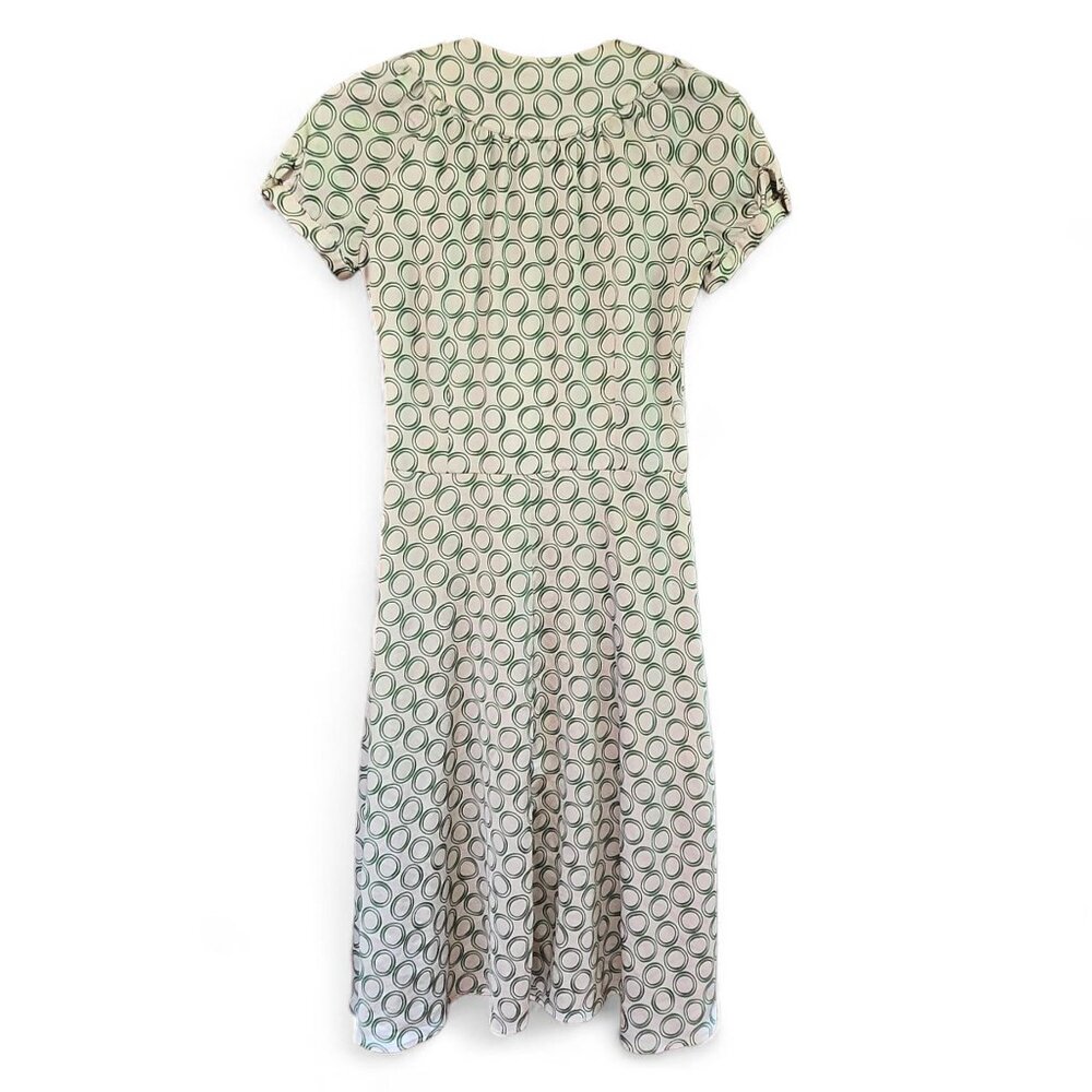 Zara Medium Basic Ivory & Green Circle Print Midi… - image 2